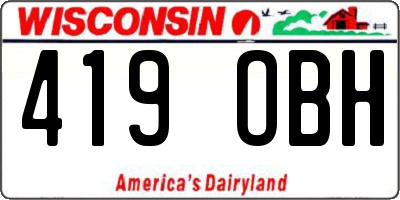 WI license plate 419OBH