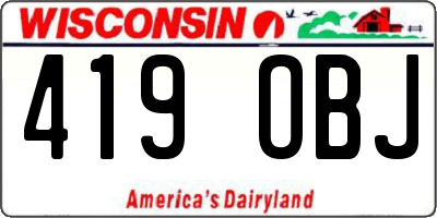 WI license plate 419OBJ
