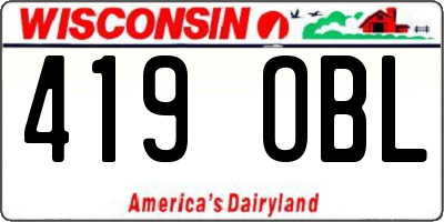 WI license plate 419OBL