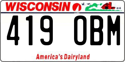 WI license plate 419OBM