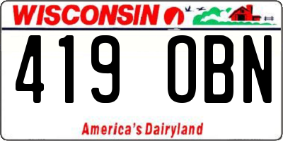 WI license plate 419OBN