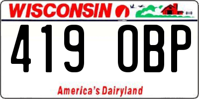 WI license plate 419OBP