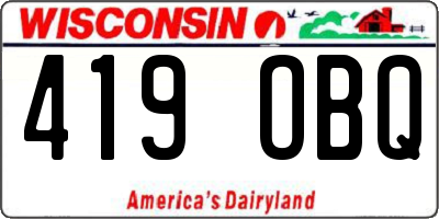 WI license plate 419OBQ