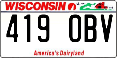 WI license plate 419OBV