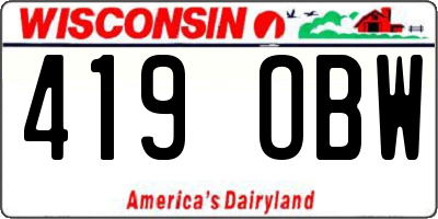 WI license plate 419OBW