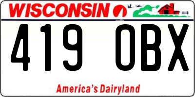 WI license plate 419OBX