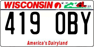 WI license plate 419OBY