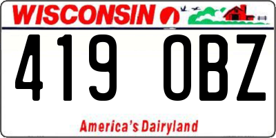 WI license plate 419OBZ