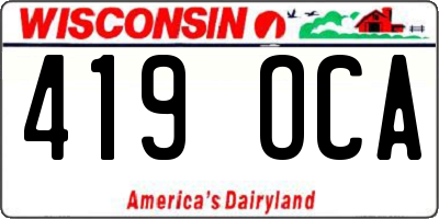 WI license plate 419OCA