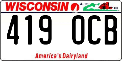 WI license plate 419OCB