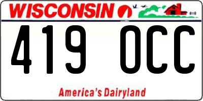 WI license plate 419OCC