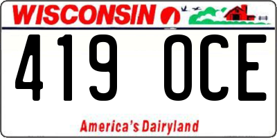 WI license plate 419OCE