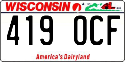 WI license plate 419OCF