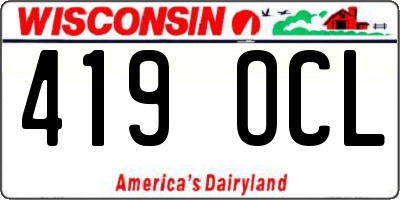 WI license plate 419OCL