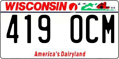 WI license plate 419OCM