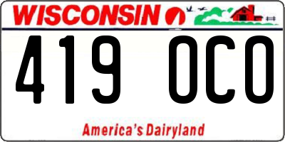 WI license plate 419OCO