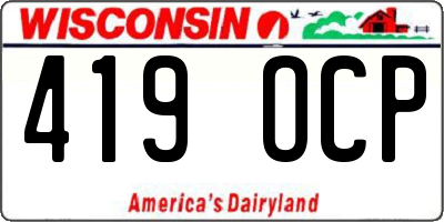 WI license plate 419OCP