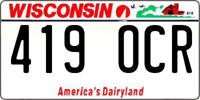 WI license plate 419OCR
