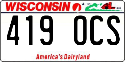 WI license plate 419OCS
