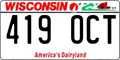 WI license plate 419OCT