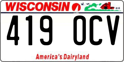 WI license plate 419OCV