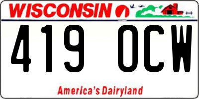 WI license plate 419OCW