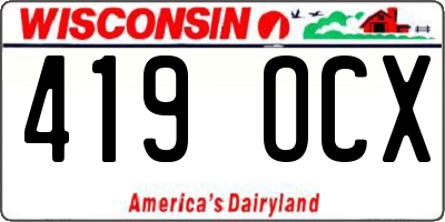 WI license plate 419OCX