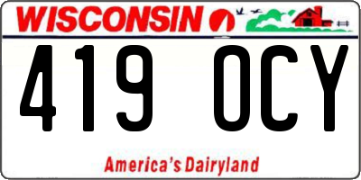 WI license plate 419OCY
