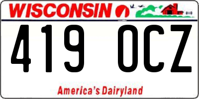 WI license plate 419OCZ