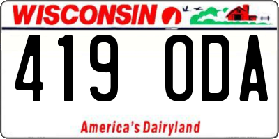 WI license plate 419ODA