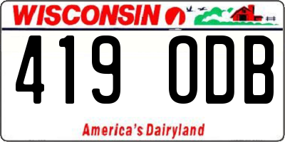 WI license plate 419ODB
