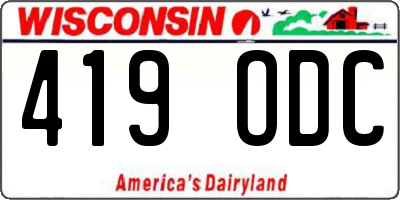 WI license plate 419ODC
