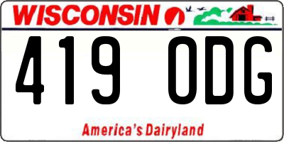 WI license plate 419ODG