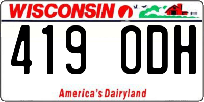 WI license plate 419ODH