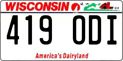 WI license plate 419ODI