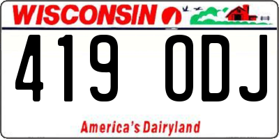 WI license plate 419ODJ