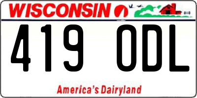 WI license plate 419ODL