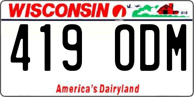 WI license plate 419ODM