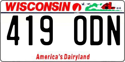 WI license plate 419ODN