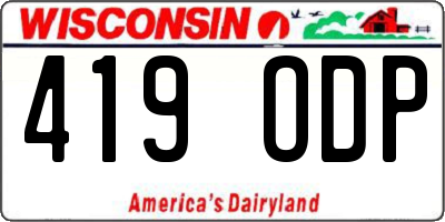 WI license plate 419ODP