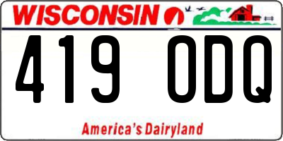 WI license plate 419ODQ