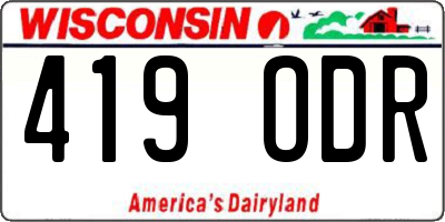 WI license plate 419ODR