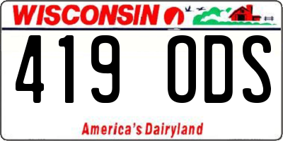 WI license plate 419ODS