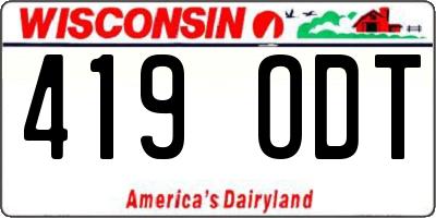 WI license plate 419ODT