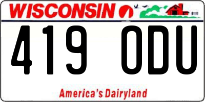 WI license plate 419ODU