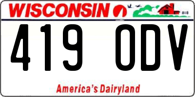 WI license plate 419ODV