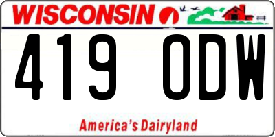 WI license plate 419ODW