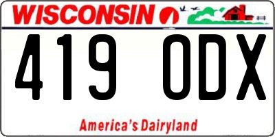 WI license plate 419ODX