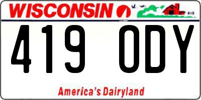 WI license plate 419ODY
