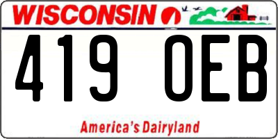 WI license plate 419OEB